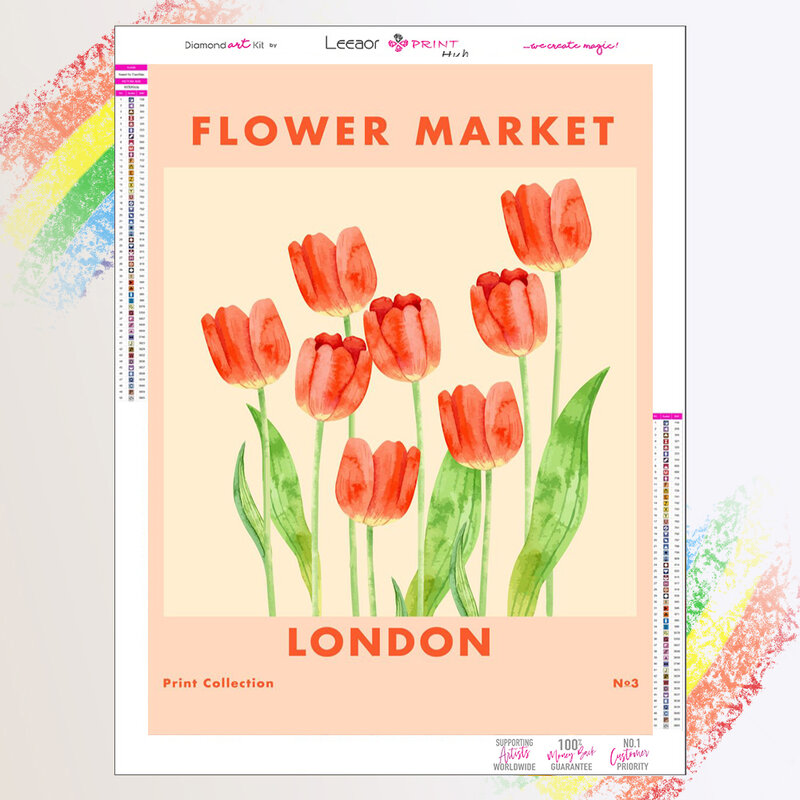 Lanskap bunga Poster lukisan berlian Tulip Lily mawar berlian imitasi mosaik kit jahit silang bordir dekorasi rumah stiker dinding