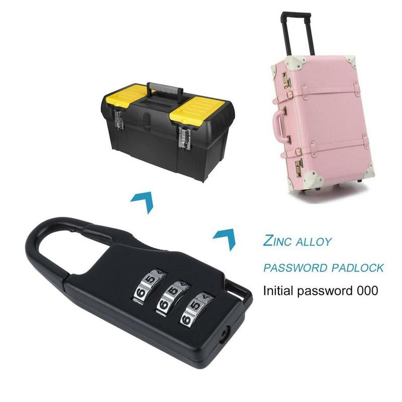 Maleta de aleación de zinc para viaje, bolsa de equipaje, cajas de joyería, cofres de herramientas, bloqueo de código, candado con cremallera, nueva seguridad, 3 combinaciones, 1 pieza