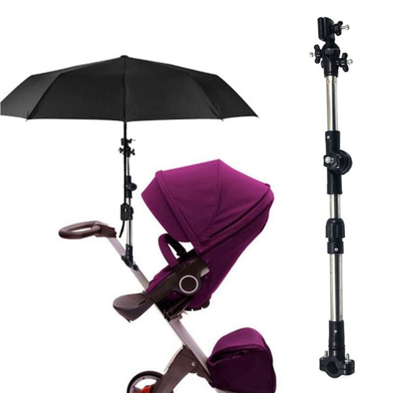 조정 가능한 유모차 우산 홀더 텔레스코픽 선반 자전거 커넥터 액세서리 야외 여행 방풍 방수 브래킷