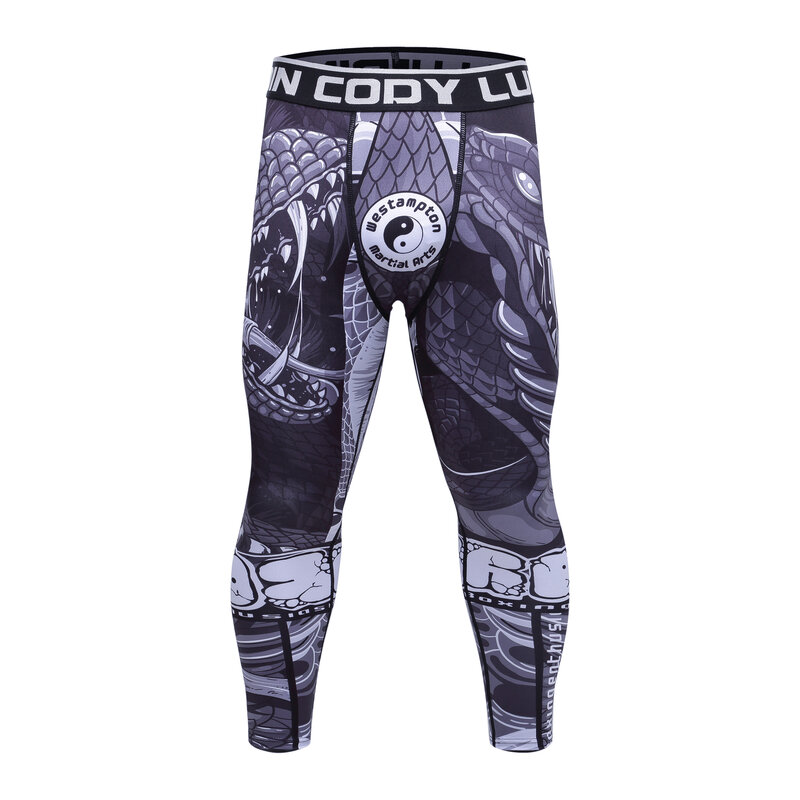 Высококачественные мужские Штаны для фитнеса и бега, компрессионные колготки Cody, спортивные тренировочные штаны для йоги, нижний слой с драконом