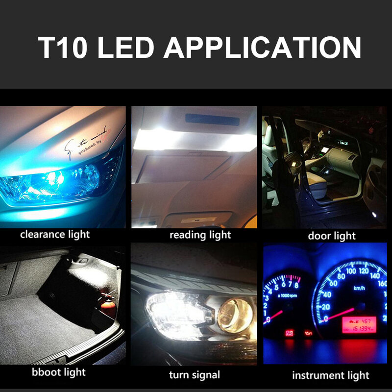 Lámpara de luz Led T10 W5W para coche, Bombilla de lectura DRL de 12V, COB de cristal 6000K, Blanca, para matrícula de automóvil, novedad, 2 unidades