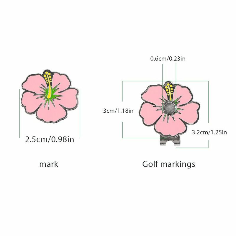 Clip magnético para sombrero de Golf, marcador de bola, flor de cereza púrpura, amarillo