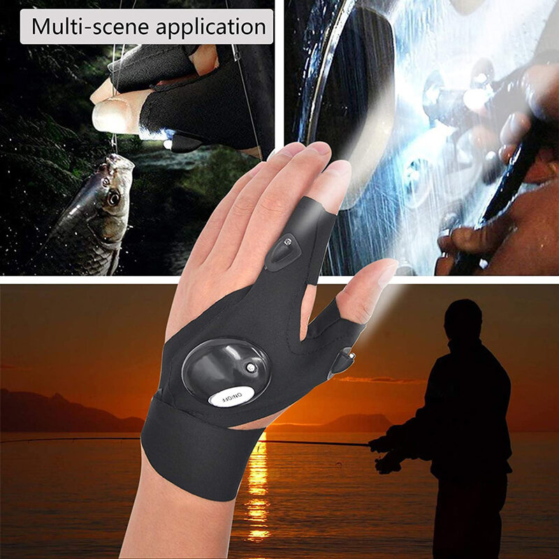 ZK30 LED Fingerless Glove Flashlight Waterproof Torch Fishing Camping Hiking Survival Safety Multi Light Tool Outdoor Tool
