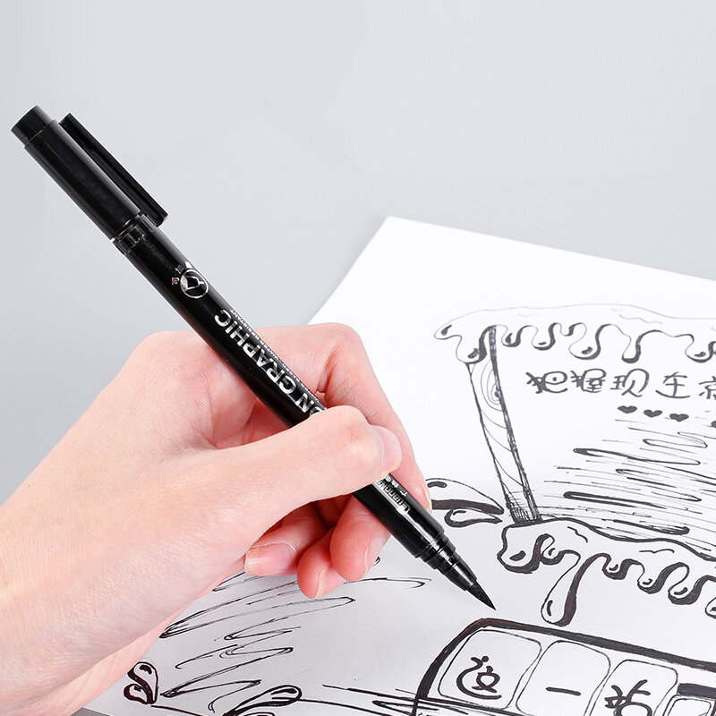 12 pièces/ensemble noir Pigment Liner Neelde imperméable à l'eau Micron PenTip Fine Liner croquis crochet Art stylo marqueur pour Manga
