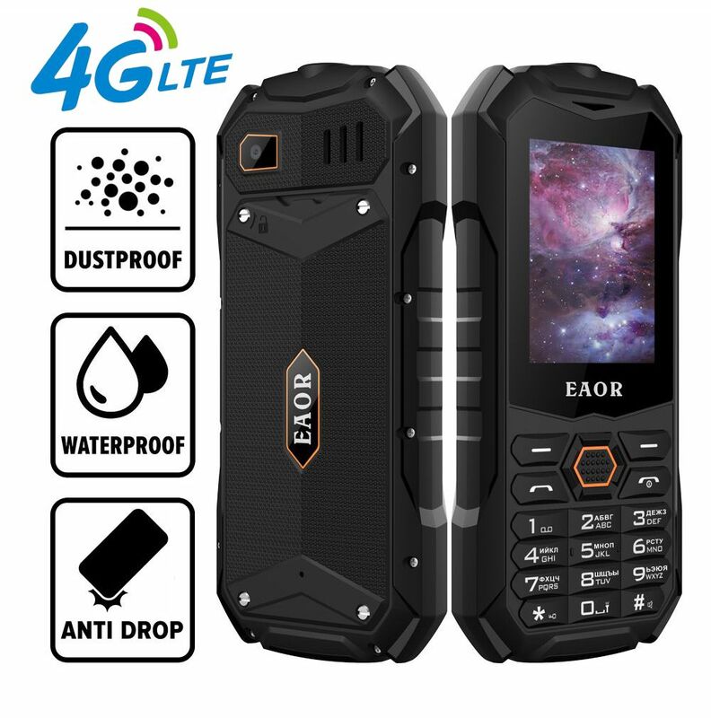 Telefone robusto EAOR-Slim com tocha de brilho, recurso real de 3 provas, bateria grande, Dual SIM, telefones com teclado, IP68, 4G, 2G