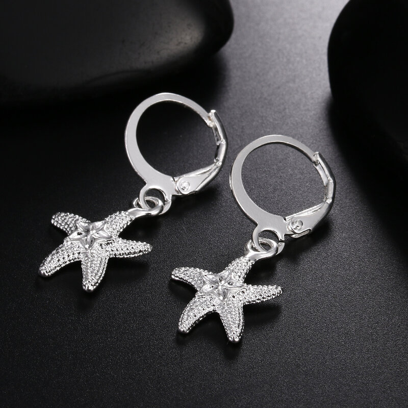 Fine 925 Sterling Silver Street fashion starfish earrings for women new Ear clip high quality party Jewelry Christmas Gifts
