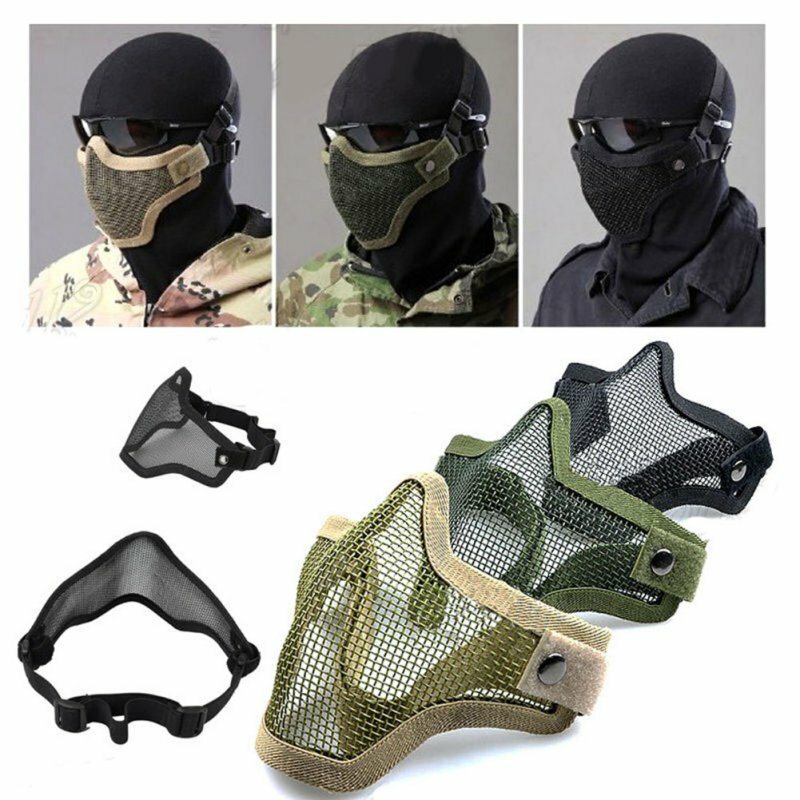 Caça ao ar livre greve malha de metal camuflagem proteção tático airsoft exército máscara 4 cores esportes segurança paintball