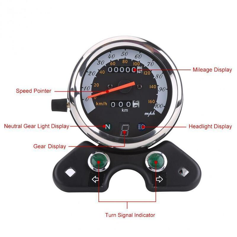 Motorfiets Dual Kilometerteller Snelheidsmeter Niveau Display Retro Meter Assemblage Compatibel