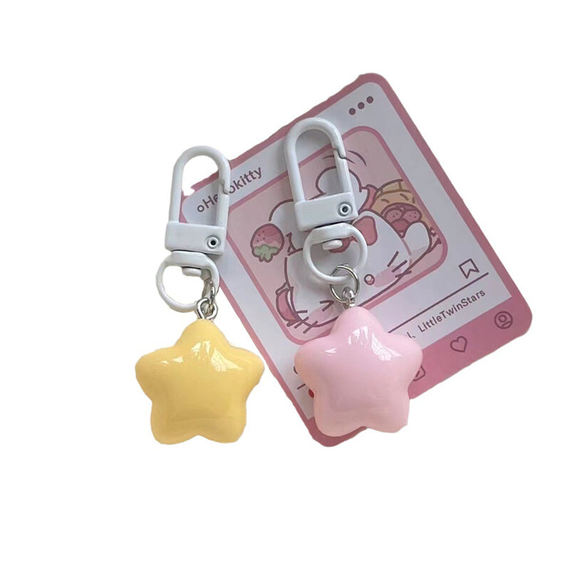 Porte-clés pendentif étoiles jaunes et roses pour filles, porte-clés mignon, breloque pour sac à dos, accessoire pour étui de téléphone de sauna, cadeaux créatifs, 1 PC