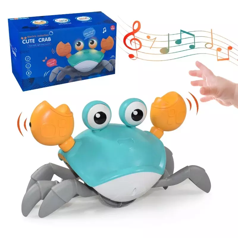 Mainan berjalan gurita merangkak induksi anak-anak mainan musik hewan peliharaan elektronik bayi mainan bergerak edukasi balita hadiah Natal