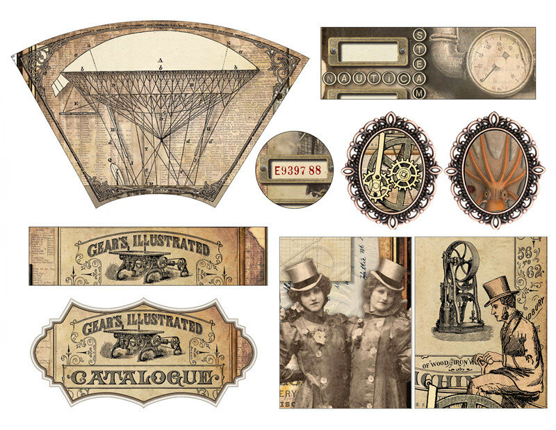 Autocollants vintage pour scrapbooking artisanal, 1 paquet, stickers décoratifs, style steampunk, pour album junk journal, DIY bricolage