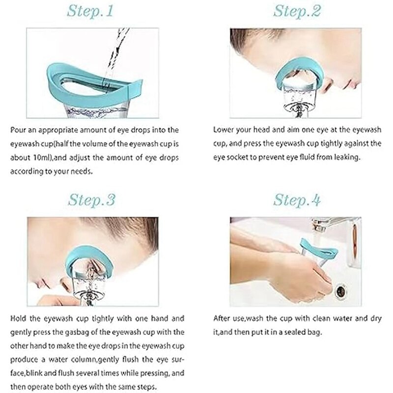 Manual Air Pressure Eye Cleaning Cup, Eye Wash Cleaner Kit, Silicone Eye Bath Tool, Eye Rinse, 2 pcs