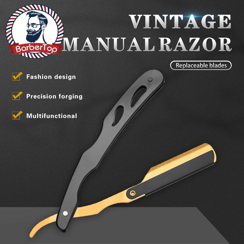 Barbertop Shaving Straight Razor Classic Manual Barber Razors Folding Knife Men Stainless Steel Hairdresser Tool NEW
