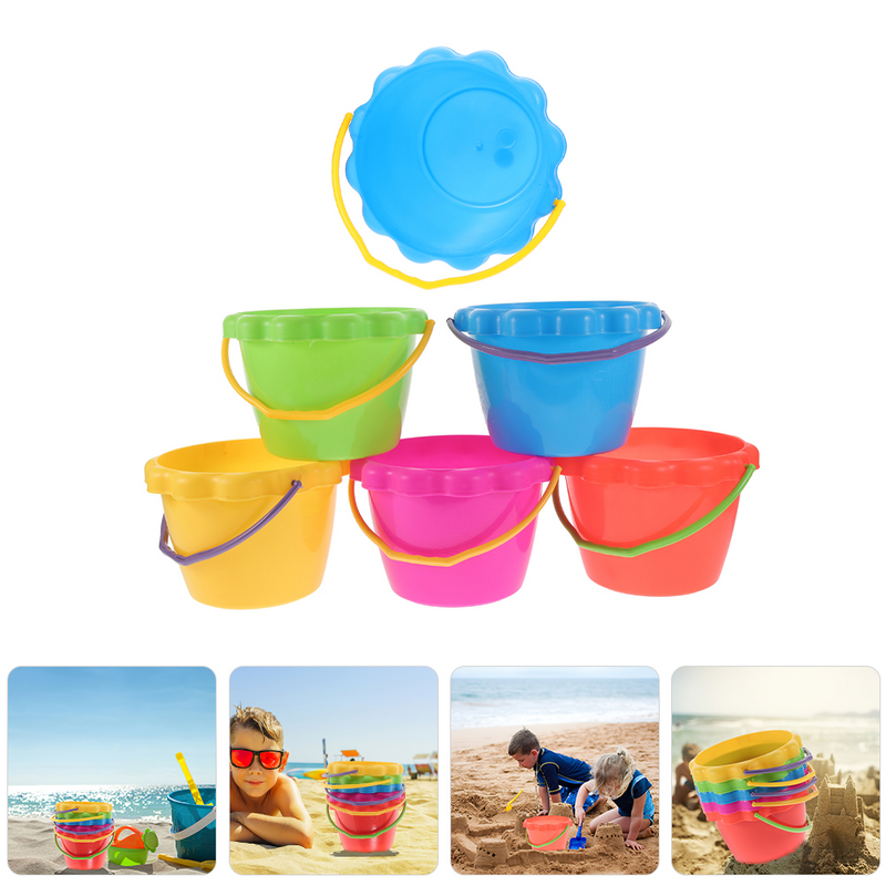 Balde de brinquedo de praia para crianças, água, areia ferramenta, sandbox, jogando pinos, criança, 6 pcs