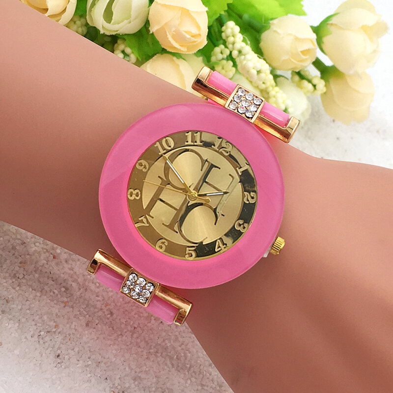 Orologi in Silicone da donna di nuova moda orologio al quarzo Casual da donna orologi sportivi in cristallo dorato orologio da polso caldo Relogios Feminino