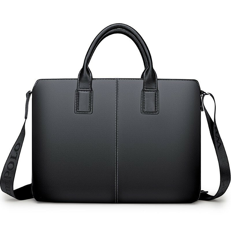 Williampolo-maletines de negocios de cuero genuino para hombre, bolsos de lujo, maletín para ordenador portátil, bolsa para ordenador de oficina, 16 pulgadas, color negro