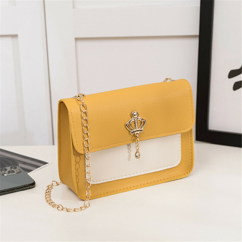 Macaron Phone Bag Crown Chain Women'S Small Square Bag Fashion Color Matching One Shoulder Phone Bag New