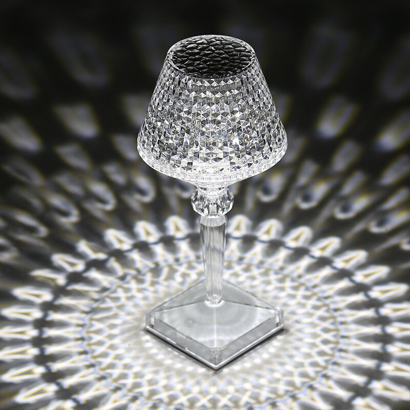 Lámpara de mesa de cristal Rgb, lámpara de escritorio de diamante Led creativa, recargable, con Sensor táctil de mesita de noche, cristal Nórdico