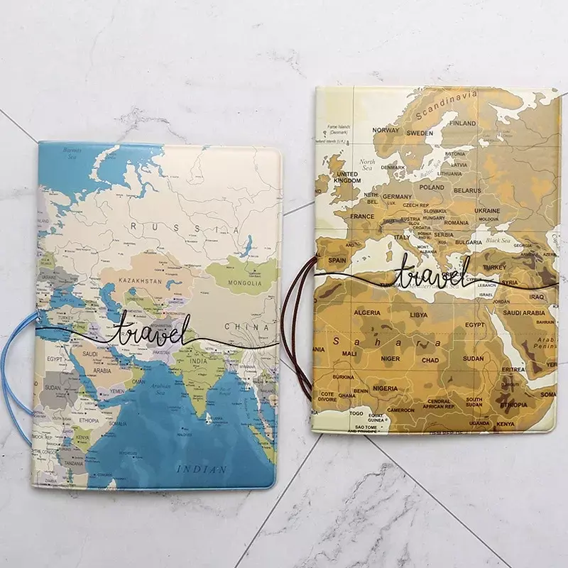 여권 가방 여행 서류 세트, 지도 입체 여권 세트, 여권 케이스 슬리브 거치대 보호대 케이스 티켓