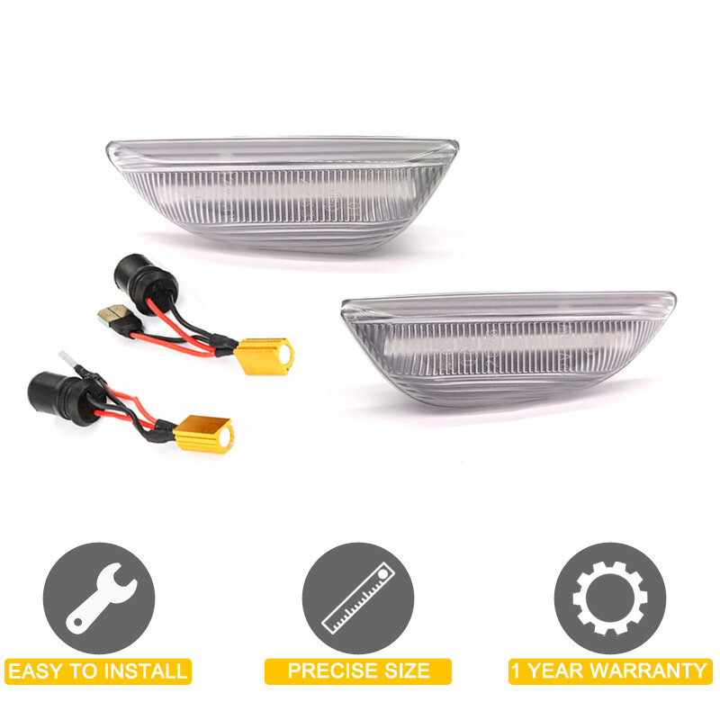 12vクリアレンズ動的LEDサイドマーカーランプアセンブリChevalutrax 2013-2019用シーケンシャルシェードカーフラッシャーライト