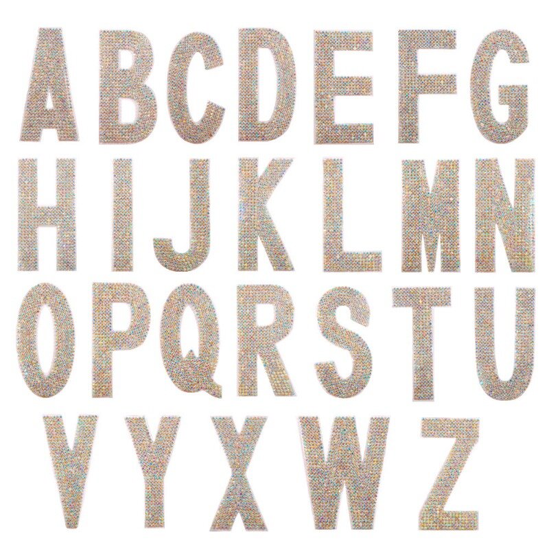 Naszywka z haftem Rhinestone DIY diamentowa litera alfabetu żelazko na plastry samoprzylepna tkanina naklejka odzież spódnica akcesoria do toreb