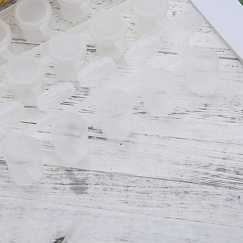 Recipientes de armazenamento de plástico transparente, Tiras de tinta vazias, Cup Pots, Mini Paint Pot, 15 tiras, 90 potes, 10ml, 0.35oz