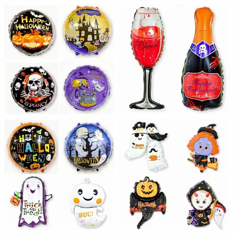 Ballons à Thème d'Halloween, Citrouille, Fantôme, Chauve-Souris, Auto-scellants, Crâne, Araignée