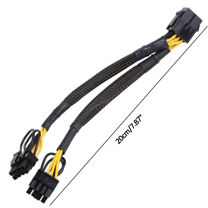 20cm GPU PCIE 8 Pin Female To Dual 2X 8 (6+2) Pin Male PCI for Express Power Adapter Braided Y-splitter Extension Cable Dropship