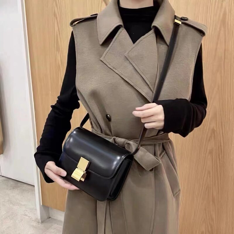 여성용 진짜 가죽 숄더백, 작은 사각형 가방, 디자이너 핸드백, 패션 메신저 두부 가방, 2022 트렌드 브랜드