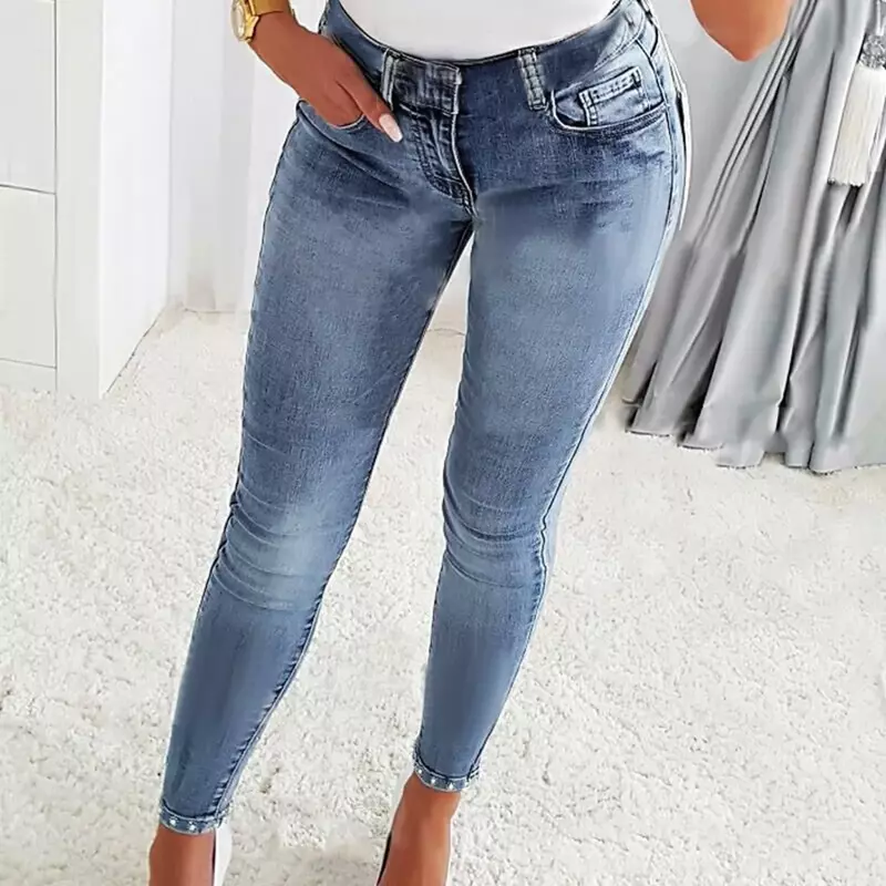 Calça jeans lápis de cintura alta feminina, calça colombiana, streetwear vintage, jeans
