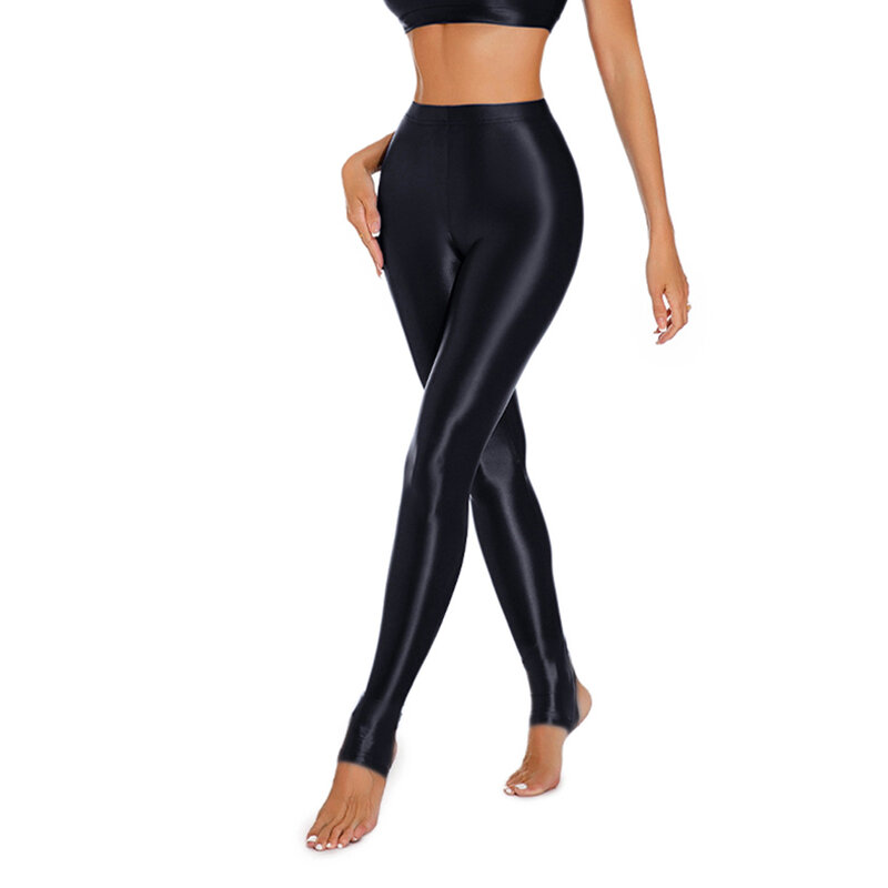 Women's High Waist Glossy Leggings  Stretchy Skinny Pants for Dance Yoga Training  Available in Multiple Colors