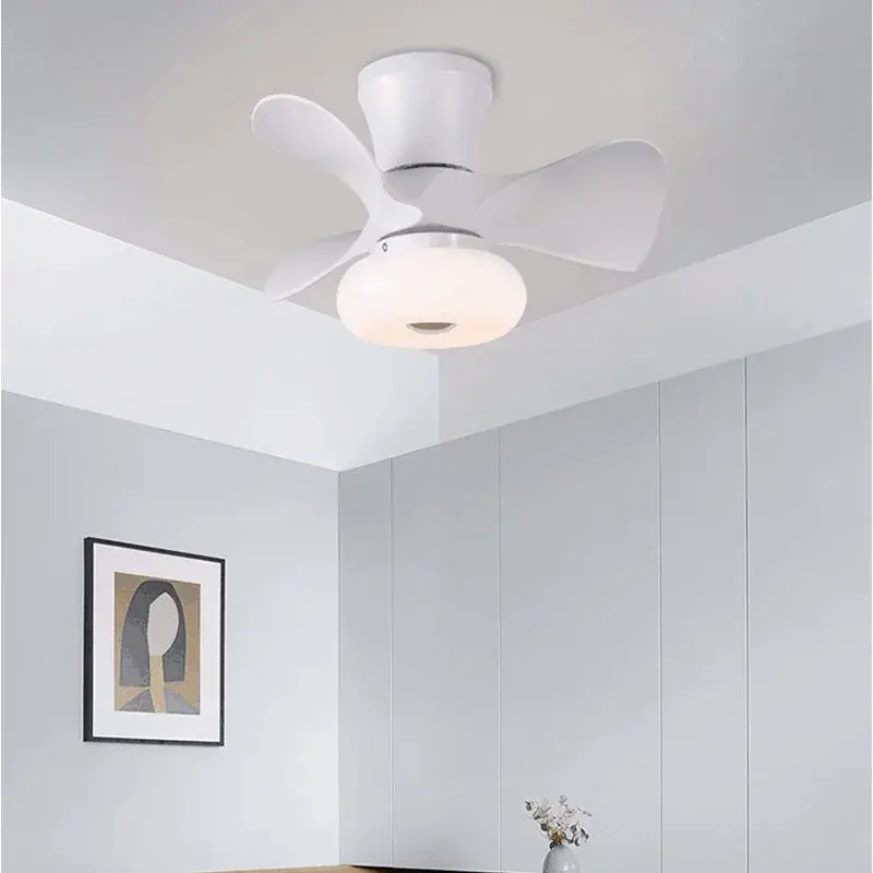 Wood Color Small Ceiling Fans Light For Living Room Bed Room Cute Colorful Macoron Fans Lamp 22 Inch APP Dimming Smart Fans