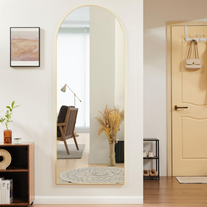Sweetcrispy Arched Full Length Mirror 64"x21" Full Body Mirror Floor Mirror Standing Hanging or Leaning Wall