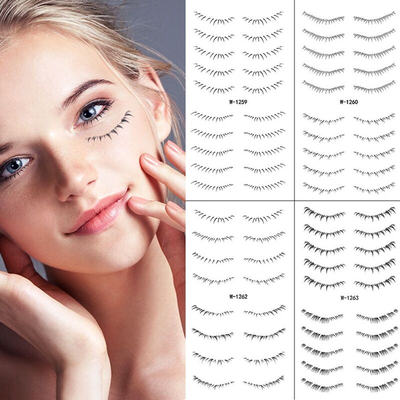 8/10Pairs False Eyelashes Tattoo Stickers Waterproof Disposable Lower Eyelashes Makeup Simulation Extension Eyelashes