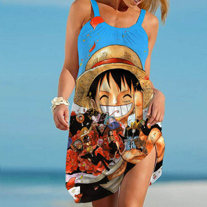 ONE PIECE Dresses for Women 2024 Sling Sleeveless Sexy Dress Loose Boho One Piece Elegant Party Women's Summer Sundresses Beach