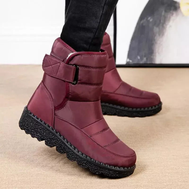 รองเท้าผู้หญิงลื่นกันน้ำหิมะฤดูหนาวรองเท้ารองเท้าผู้หญิงข้อเท้ารองเท้าผ้าฝ้ายเบาะรองเท้า Botas De mujer