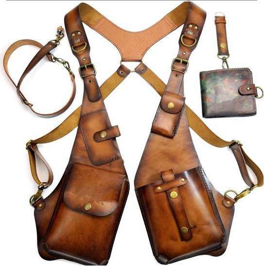 Axila Crossbody Bag com Alça Ajustável, Outdoor Pacote Quadrado, Bolsa para Celular, Funcional Peito, Mensageiro, Retro, Novo