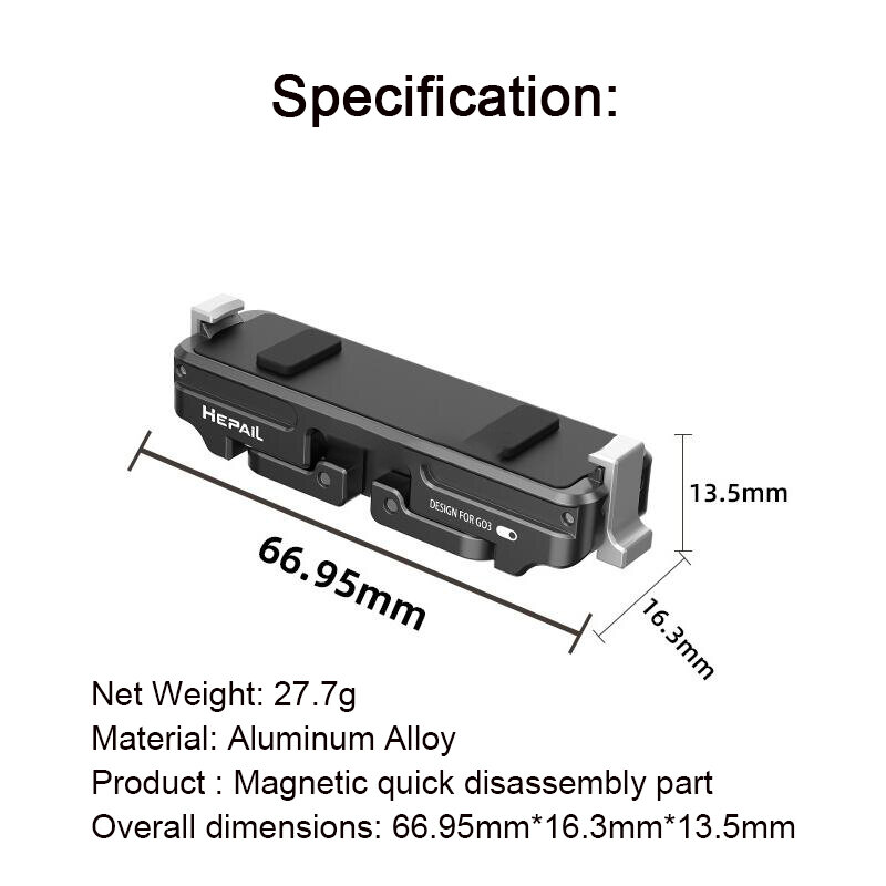 Adattatore magnetico a sgancio rapido staffe di montaggio accessorio per Action cam per Insta360 GO 3 Thumb Camera costruzione durevole