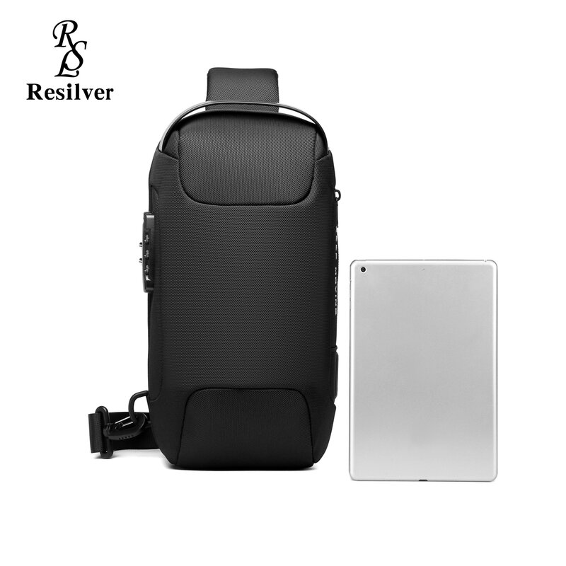 กระเป๋าเอวผู้ชายกระเป๋าสะพายดิจิตอลกันขโมยกันน้ำเวลาเดินทาง3.0กระเป๋าสะพายชาร์จ USB เหมาะสำหรับแท็บเล็ตขนาด11นิ้ว