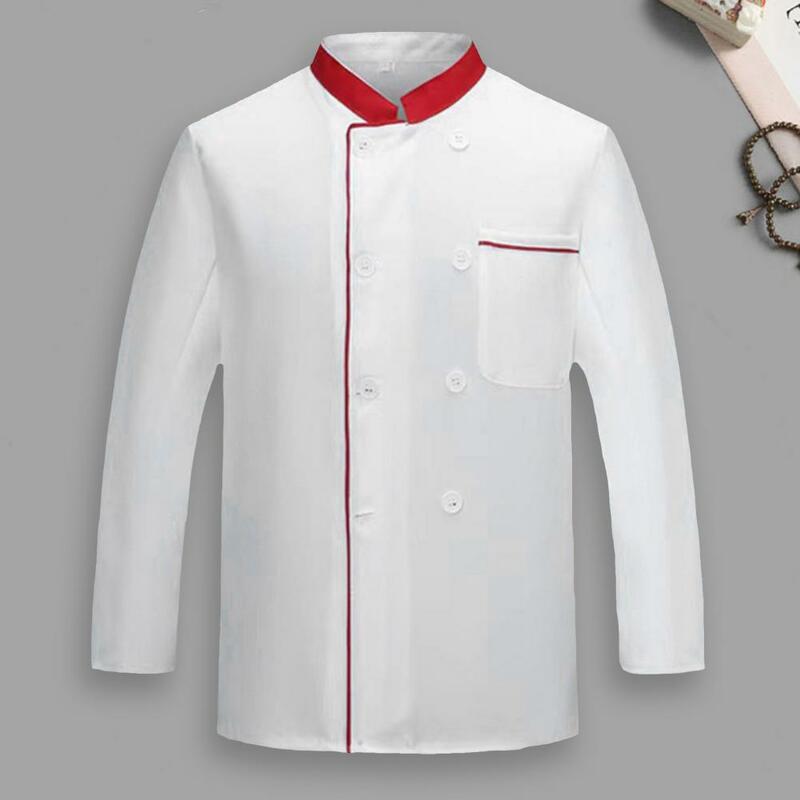 Chef Jacket Button Closure Long Sleeves Chef Shirt Stand Collar Lint-free Catering Kitchen Chef Uniform Custom Cooking Clothes