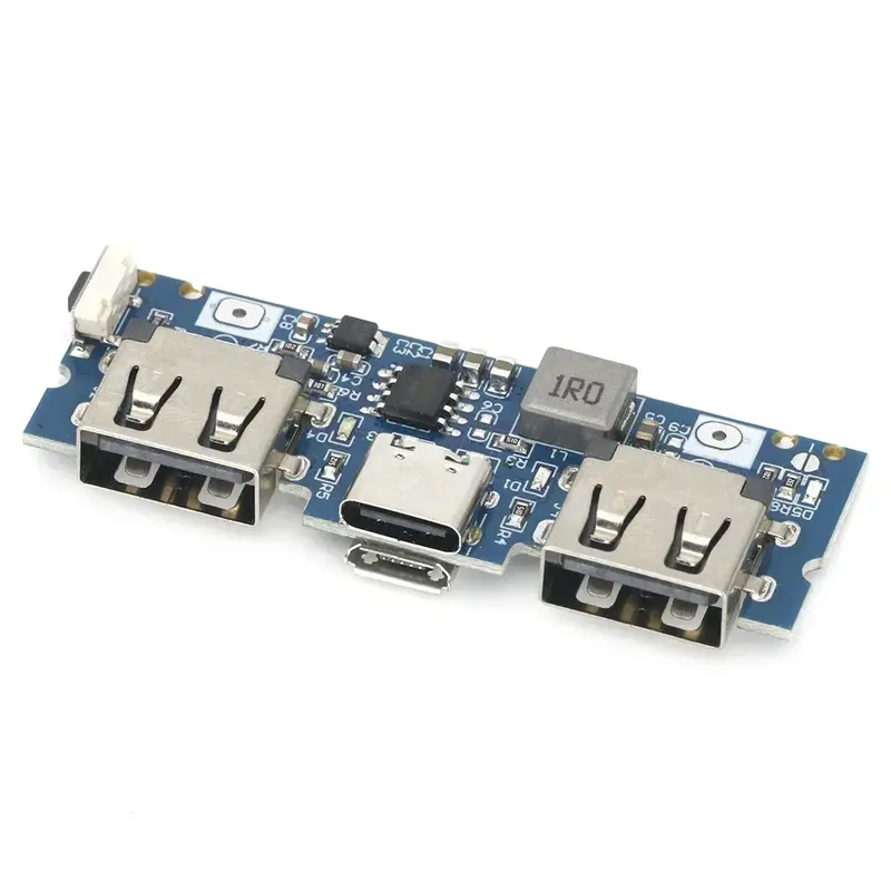 แบตเตอรี่ลิเธียม LED Dual USB 5V 2.4A Micro/Type-C USB Mobile Power Bank 18650โมดูลชาร์จ