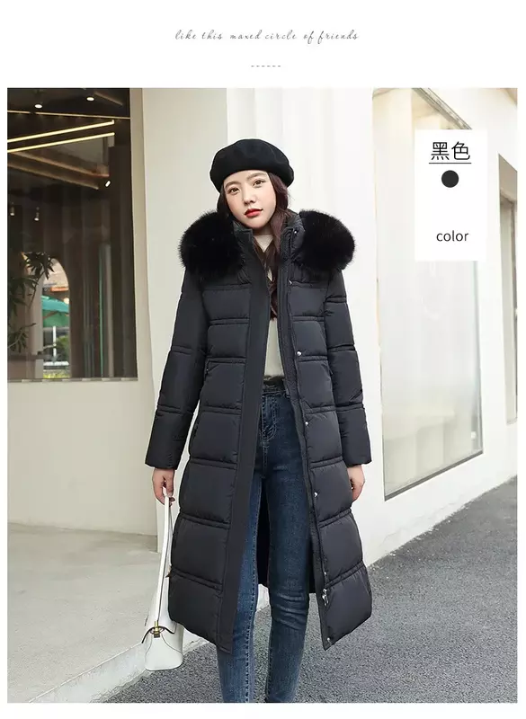 2024 inverno nuovo piumino di cotone parka giacca da donna X-Long collo in pelliccia sintetica giacca imbottita spessa allentata di grandi dimensioni