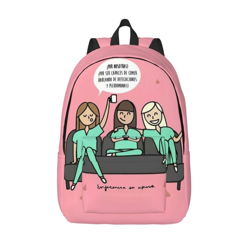 Backpack for Kindergarten Primary School Student Enfermera En Apuros Doctor Nurse Medical Bookbag Boy Girl Kids Daypack
