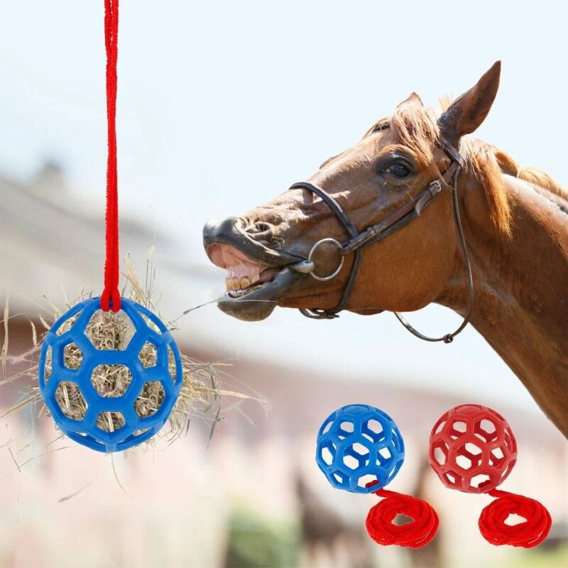 Mainan pemberi makan kuda, TPR gantung merah/biru/hijau serbaguna 5.5 inci, mainan pemberi makan kuda melingkar lembut