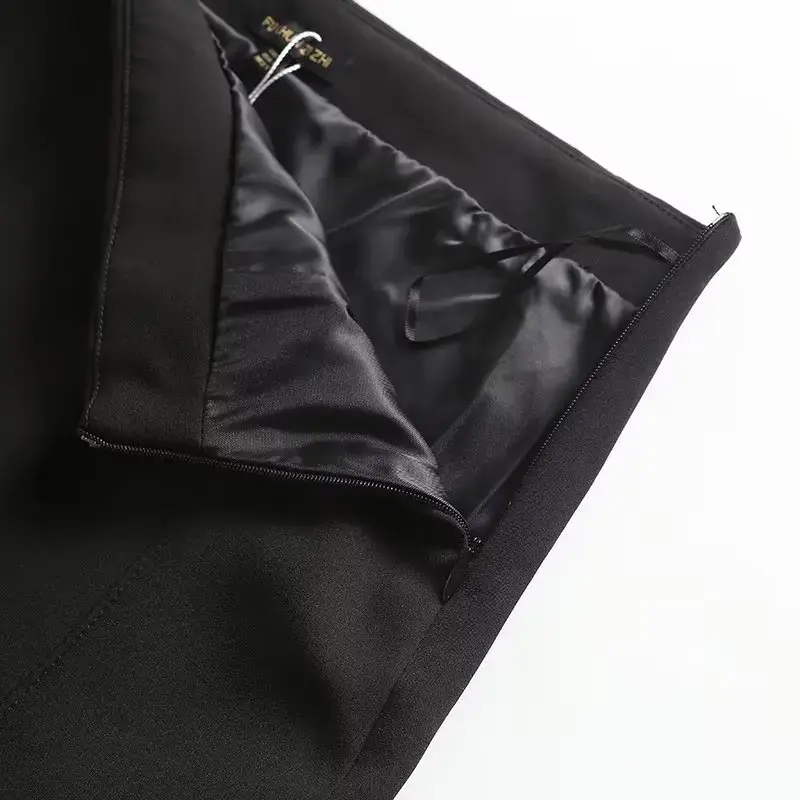 Minifalda ajustada de dos colores para Mujer, falda Retro de cintura alta con cremallera lateral, moda elegante, Otoño, 2023
