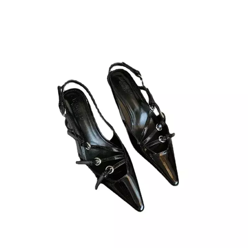 Туфли женские на шпильке, заостренный носок, пряжка, туфли с ремешком на пятке, высокий каблук, модная обувь
