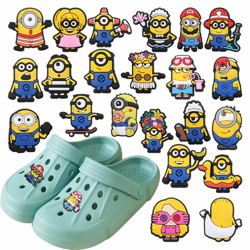 1-22PCS PVC Miniso Cartoon Minions Series Shoe Charms sandali scarpe accessori per zoccoli spille scarpe da giardino decorazioni regalo per bambini