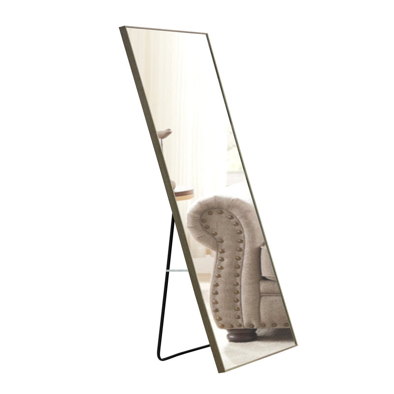 Espejo de longitud completa con marco de madera maciza, espejo de tocador, espejo decorativo, montado en el suelo, montado en la pared, 60 in.L x 17 in.W