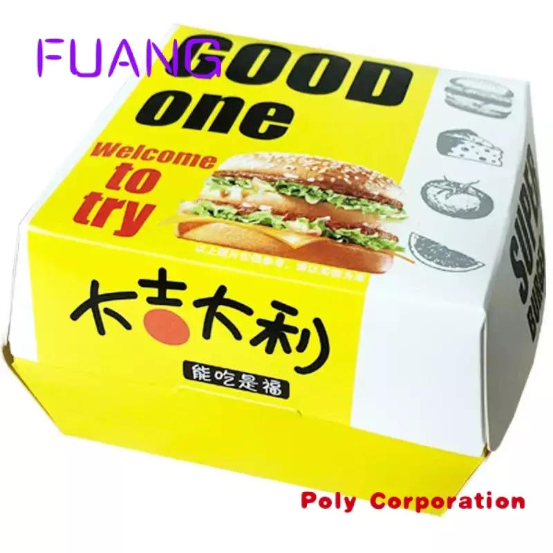 Personalizzato produttore personalizzato stampa logo usa e getta commestibile da asporto patatine fritte Hamburger cartone ondulato carta Kraft bu
