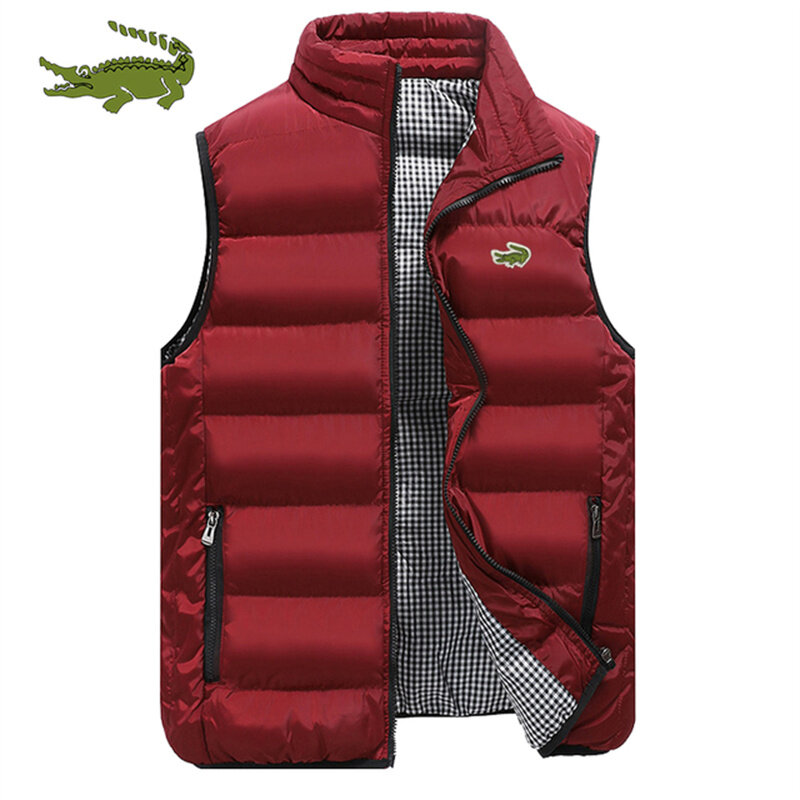 남성용 고품질 브랜드 코튼 탱크 탑 재킷, 캐주얼 컴포트 민소매 두꺼운 재킷, 인기 판매, 가을 및 겨울 패션